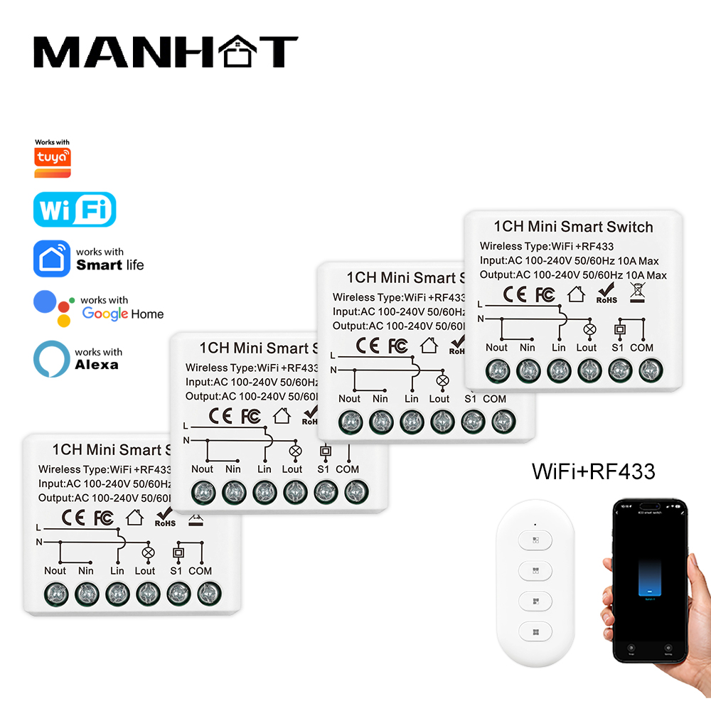 10A Mini WIFI Smart Switch RF4 - Home Automation Ideas recension och pris